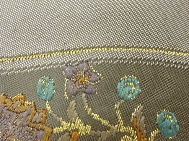 着物・帯 ] - 袋帯 リサイクル よろけ縞に花模様織出し袋帯|お茶道具